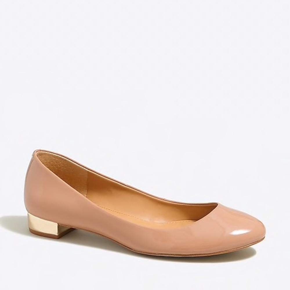 J.Crew Lily Metallic-Heel Patent Ballet Flats